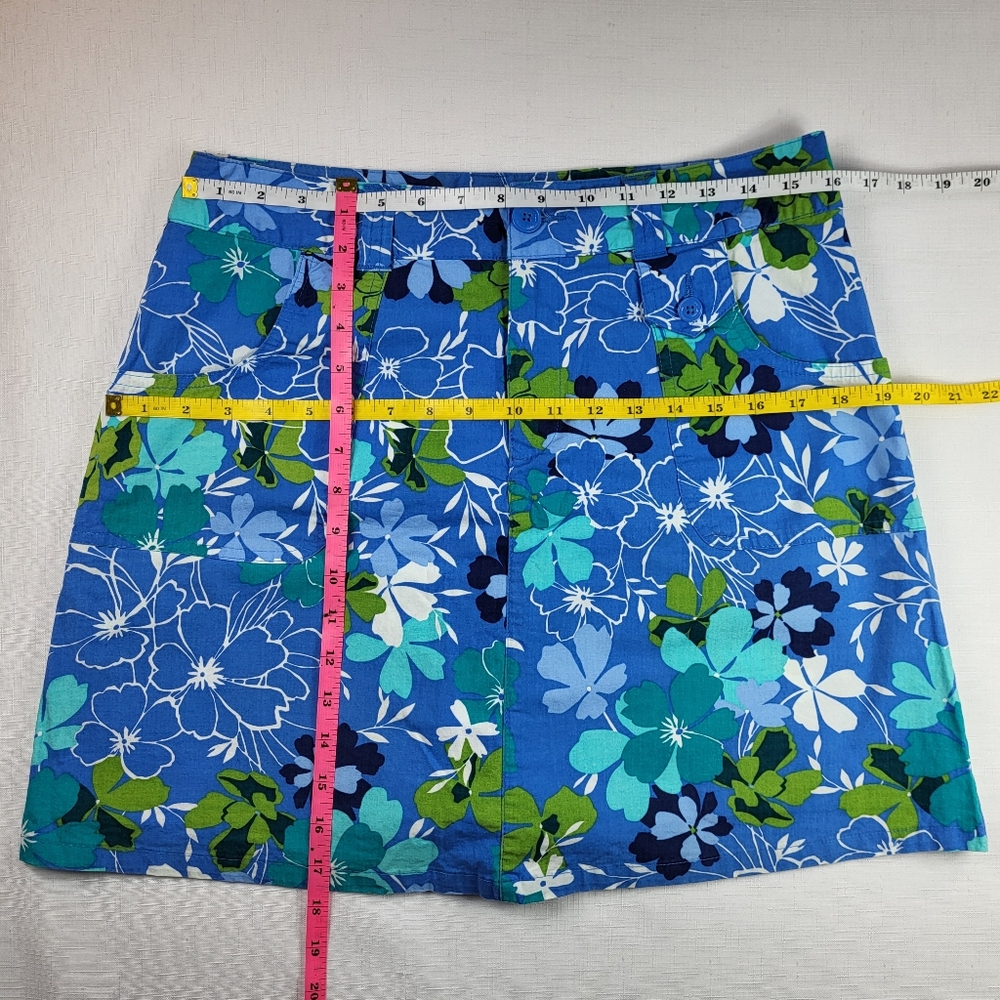 White Stag SKORT Womens Size 8 Blue Green Floral Stretch Pockets Skirt w Shorts - Picture 2 of 13